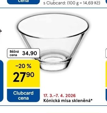 Kónická mísa skleněná