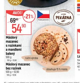 Máslový mazanec s rozinkami a mandlemi