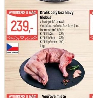 Králík celý bez hlavy Globus