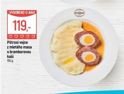 Pštrosí vejce z mletého masa s bramborovou kaší