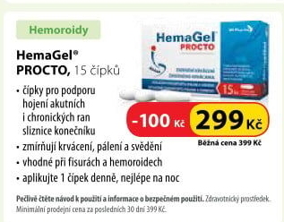 Čípky urychlující hojení ran a kožních defektů konečníku Procto Hemagel