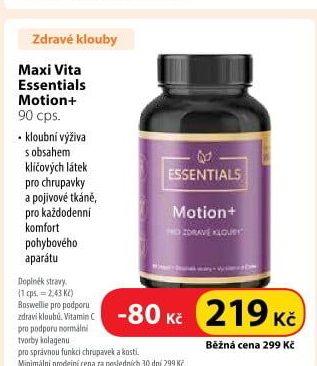 Doplněk stravy kloubní výživa Maxi Vita Essentials Motion+