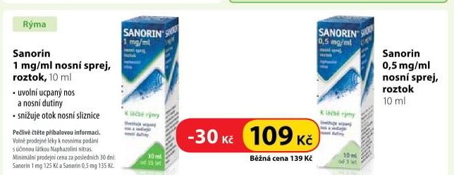 Nosní sprej 0,5% Sanorin