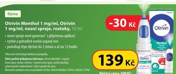 Nosní sprej 1 mg/ml Uvolní ucpaný nos Otrivin