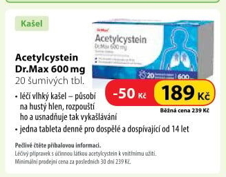 Šumivé tablety na vykašlávání Acetylcystein Dr.Max