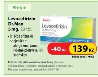 Tablety na zmírnění alergie Levocetirizin Dr.Max