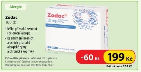 Tablety proti alergii a vyrážce Zodac