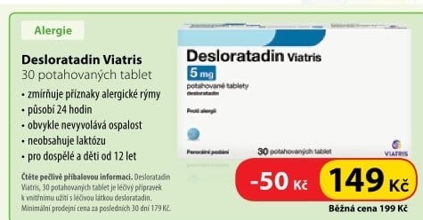 Tablety proti alergii Desloratadin Viatris
