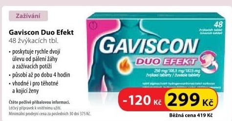 Tablety žvýkací proti pálení žáhy Gaviscon Duo Efekt
