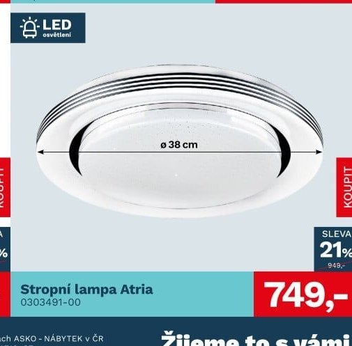 Stropní lampa Atria - ASKO akcniletaky.com