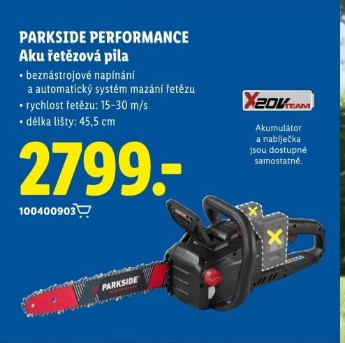 PARKSIDE PERFORMANCE Aku řetězová pila - Lidl akcniletaky.com