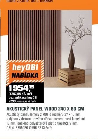 AKUSTICKÝ PANEL WOOD 240 X 60 CM