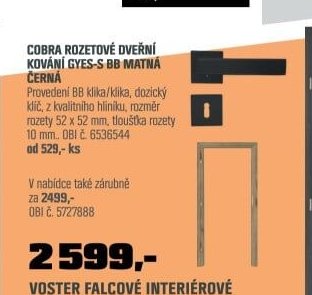 COBRA ROZETOVÉ DVEŘNÍ KOVÁNÍ GYES-S BB MATNÁ ČERNÁ