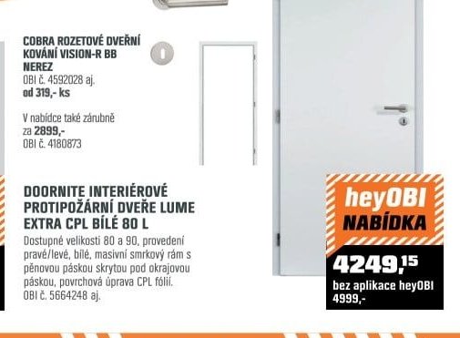 DOORNITE INTERIÉROVÉ PROTIPOŽÁRNÍ DVEŘE LUME EXTRA CPL BÍLÉ 80 L
