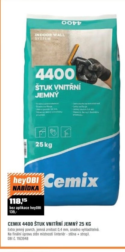 CEMIX 4400 ŠTUK VNITŘNÍ JEMNÝ 25 KG