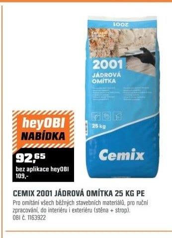 CEMIX 2001 JÁDROVÁ OMÍTKA 25 KG PE