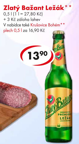 Pivo světlý ležák 12° Zlatý Bažant