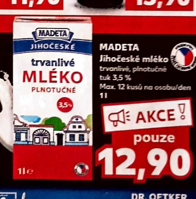 MADETA Jihočeské mléko trvanlivé