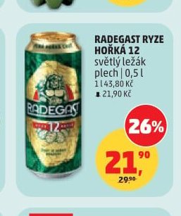 Radegast Ryze Hořká 12 světlý ležák plech