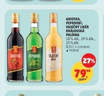 GRIOTKA, PEPRMINT, VAJEČNÝ LIKÉR KRÁLOVSKÁ PALÍRNA