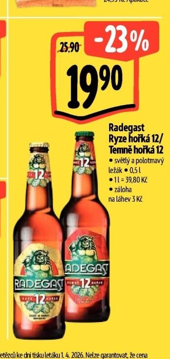 Radegast Ryze hořká 12 / Temně hořká 12