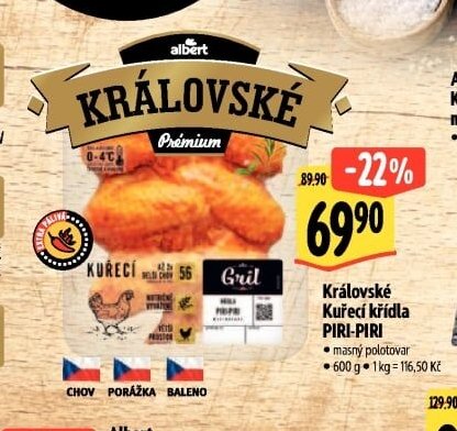 Královské Kuřecí křídla PIRI-PIRI