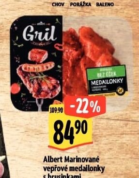 Albert Marinované vepřové medailonky s brusinkami