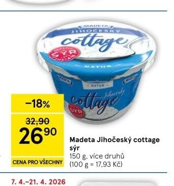 Madeta Jihočeský cottage sýr