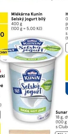 Mlékárna Kunín Selský jogurt bílý
