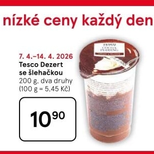Dezert pudink se šlehačkou Tesco