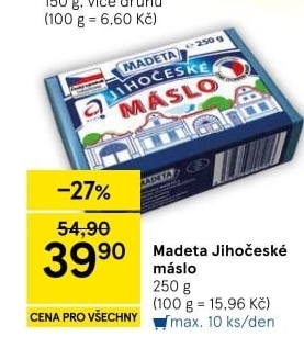 Máslo Jihočeské Madeta