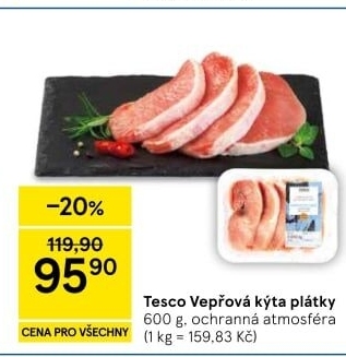 Vepřová kýta bez kosti Tesco