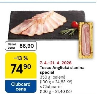 Anglická slanina speciál Tesco