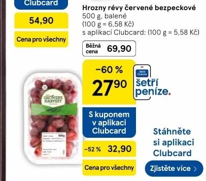 Hrozny červené bezsemenné The Grower'