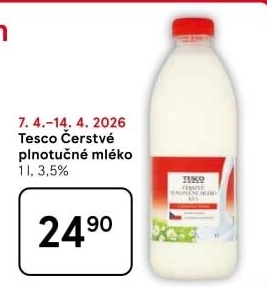 Mléko čerstvé Tesco - 3,5% plnotučné
