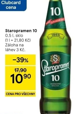 Pivo světlé výčepní 10° Staropramen