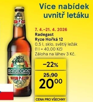 Pivo světlý ležák 12° Ryze hořká Radegast