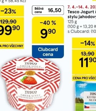 Řecký jogurt ochucený Tesco