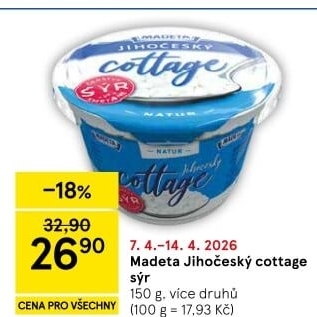 Sýr Cottage Jihočeský Madeta