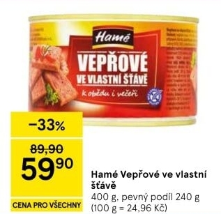 Vepřové maso ve vlastní šťávě Hamé