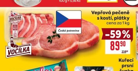 Vepřová pečeně s kostí, plátky