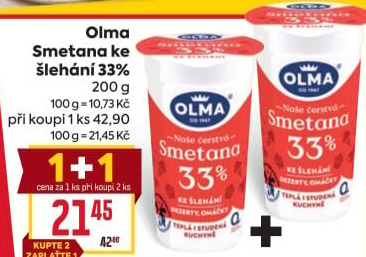 Smetana ke šlehání Olma 33%