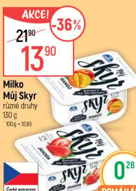 Dezert zakysaný ochucený Můj Skyr 0% Milko