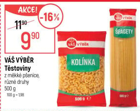 Těstoviny Váš Výběr