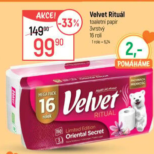 Toaletní papír 3vrstvý Velvet