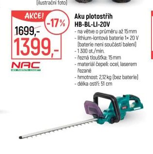 Aku plotostřih HB-BL-LI-20V