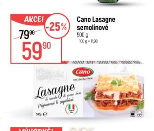 Cano Lasagne semolinové