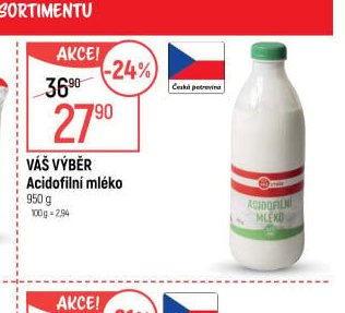 VÁŠ VÝBĚR Acidofilní mléko