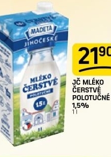 Mléko čerstvé Jihočeské Madeta - 1,5% polotučné