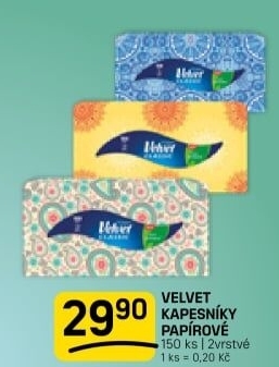 Papírové kapesníčky 2vrstvé Velvet - box